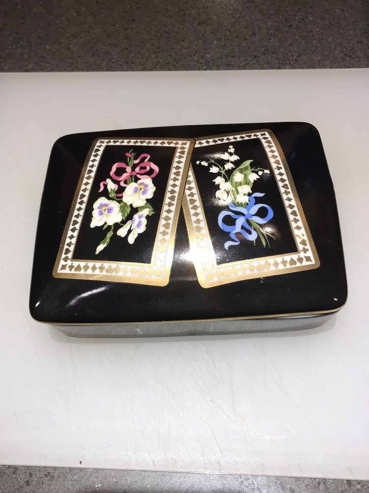 Tiffany & Co Sybil Connolly Floral Porcelain Box For Playing Cards or Trinkets