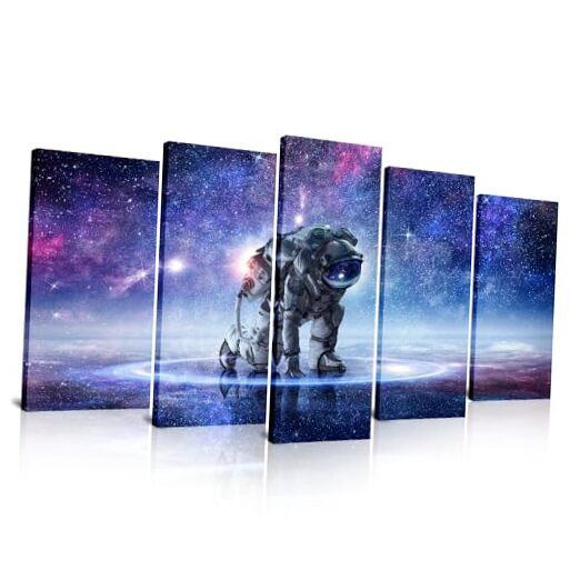 5 Pieces Modern Large Canvas Wall Art Planets Astronaut Astronaut Spaceman