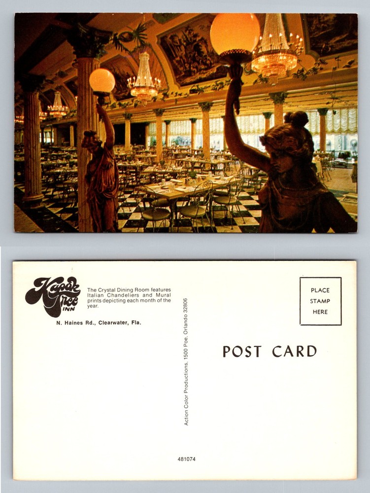 Clearwater, FL-Florida, Kapok Tree Inn Dining Room Chandeliers Vintage Postcard