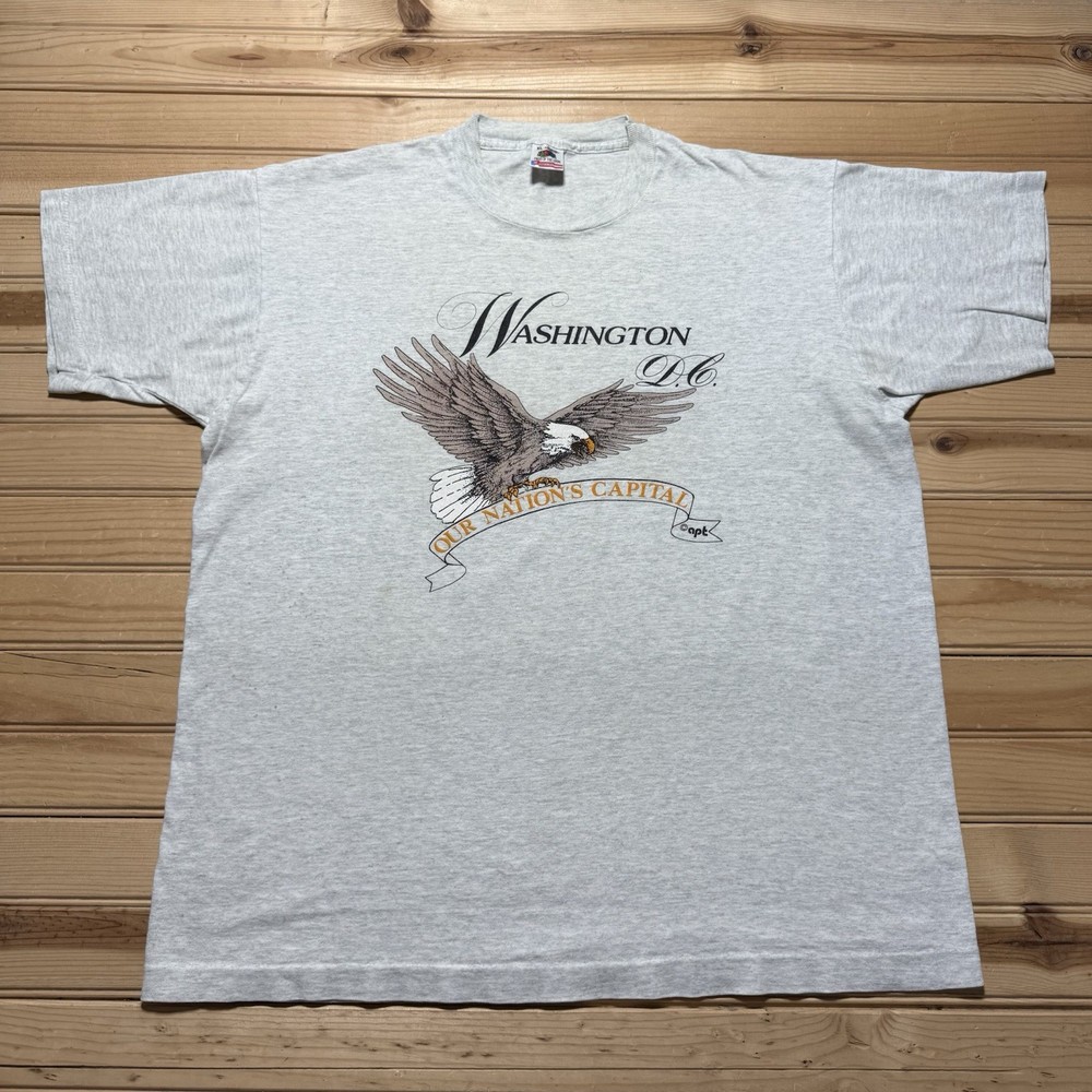 Vintage 90s Washington DC Capital Eagle Graphic Patriotic T-Shirt USA Size XL