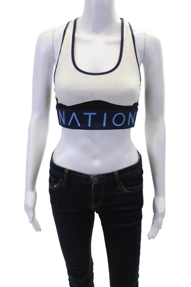 Nation LTD Womens Color Block Pullover Scoop Neck Sports Bra White Size SFree Shipping in US $100+ Orders | $6.95 Orders Below