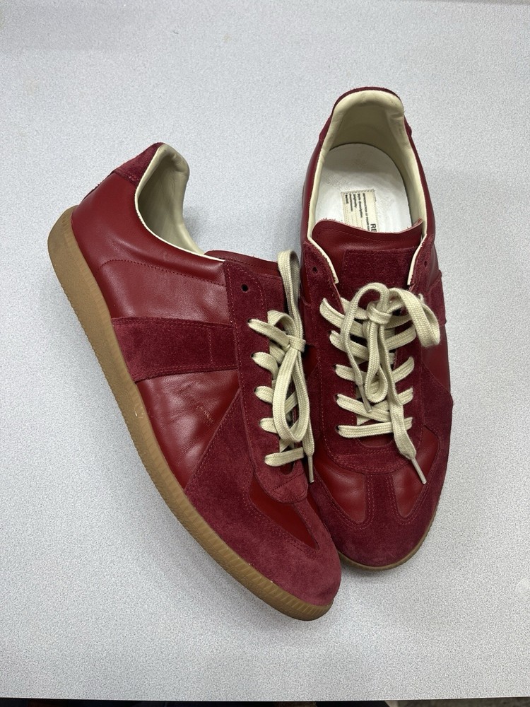 Maison Margiela GAT Sneakers Red Men 11 44 Leather Suede Gum Low Tops Italy