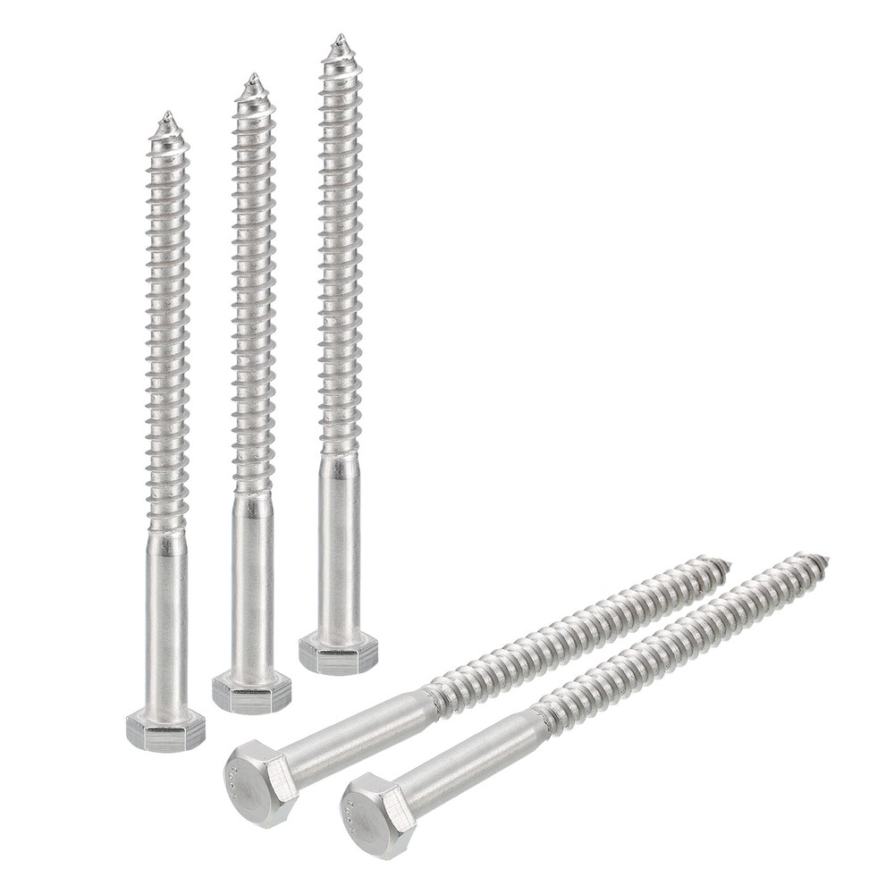 5pcs 5/16 x 4 Inch 304 Stainless Steel Hex Head Lag Screws for Wood