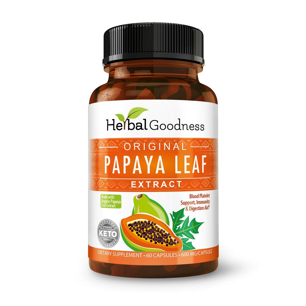 Papaya Leaf Extract Digestive Enzymes 10X Strength 600mg 60 Veg Capsules