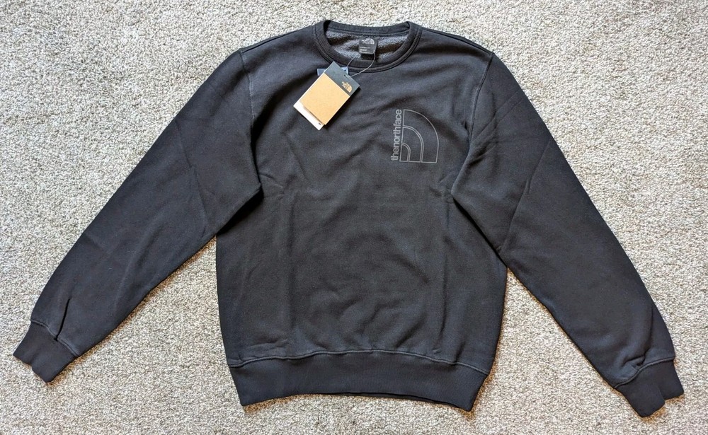 NWT The North Face Black Logo Sweatshirt Men's Small Garment Dyed Streetwear