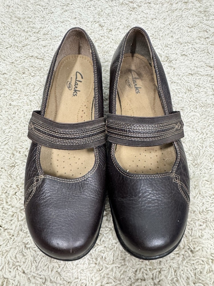 Clarks Geraldine Active Air Leather Mary Jane Slip On Shoes Size 8.5W Comfort
