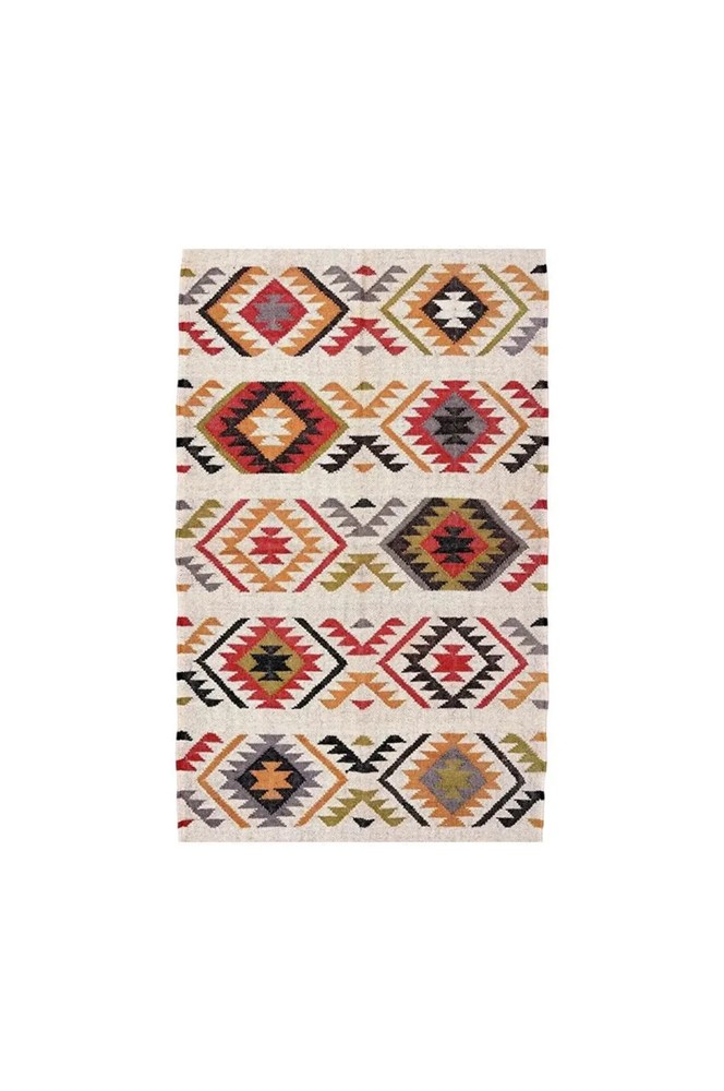 Handwoven Wool Jute Kilim Dhurrie Rug Color Multicolor Handmade Carpet Rug
