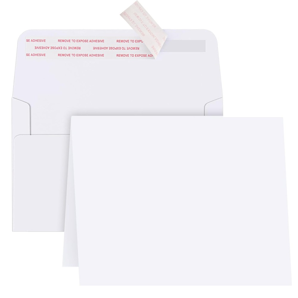 50-Pack 4x6 Blank White Cardstock Cards with Envelopes for DIY Crafting