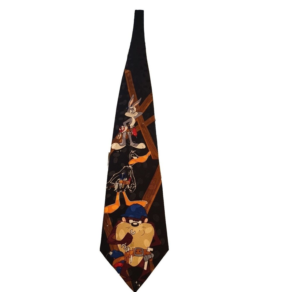 Vtg 1995 Looney Tunes Mania Neck Tie Marvin Taz Bugs Bunny Daffy Duck Silk 73469