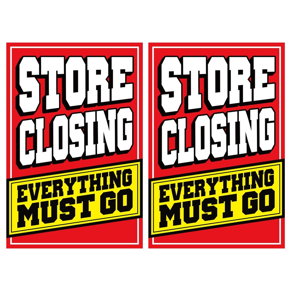 2 Pcs Store Closing Sign Poster Everything Must Go Advertising Banner Going o...
