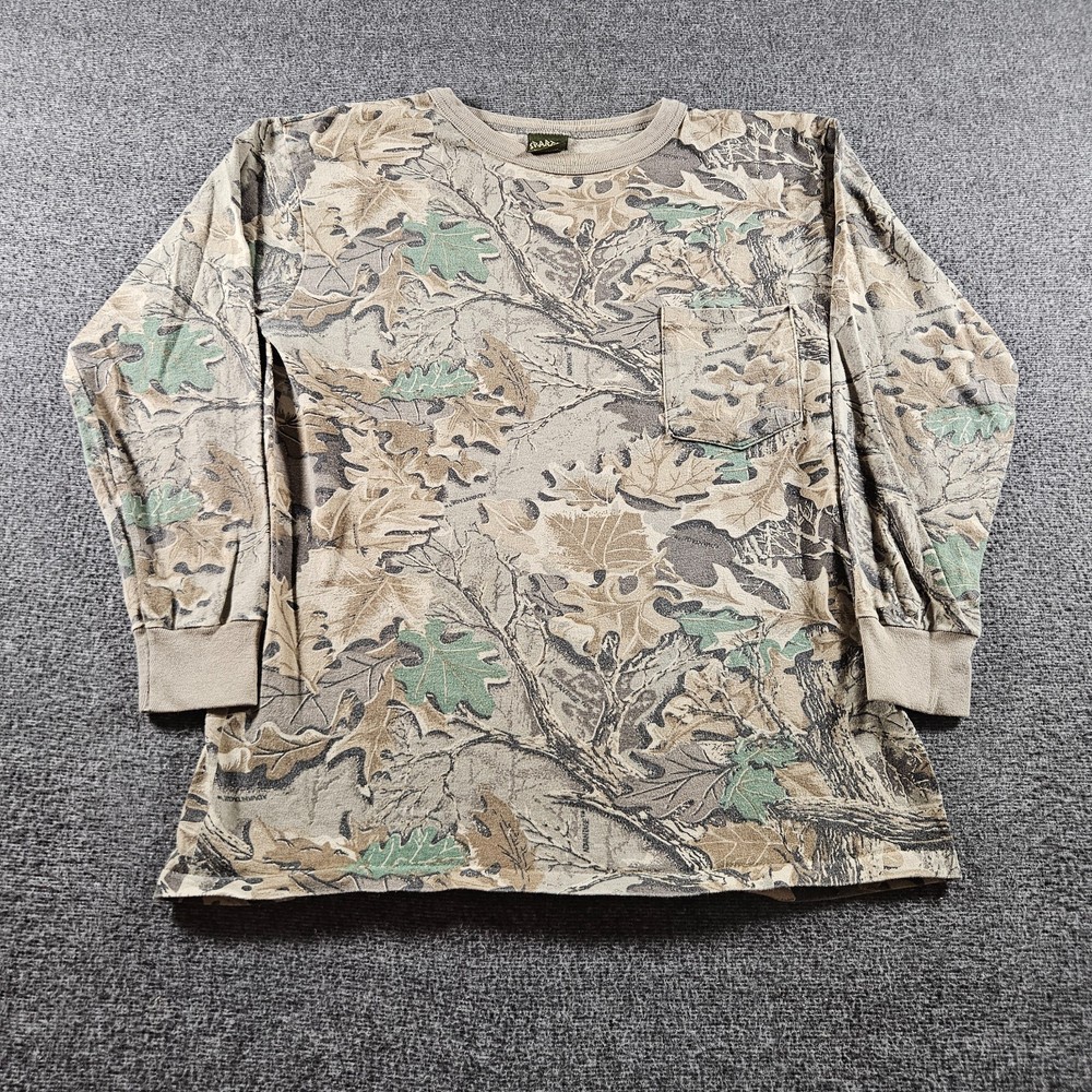 Vintage Spartan Realtree Long Sleeve Camo Pocket Shirt 80s Made In USA Size S