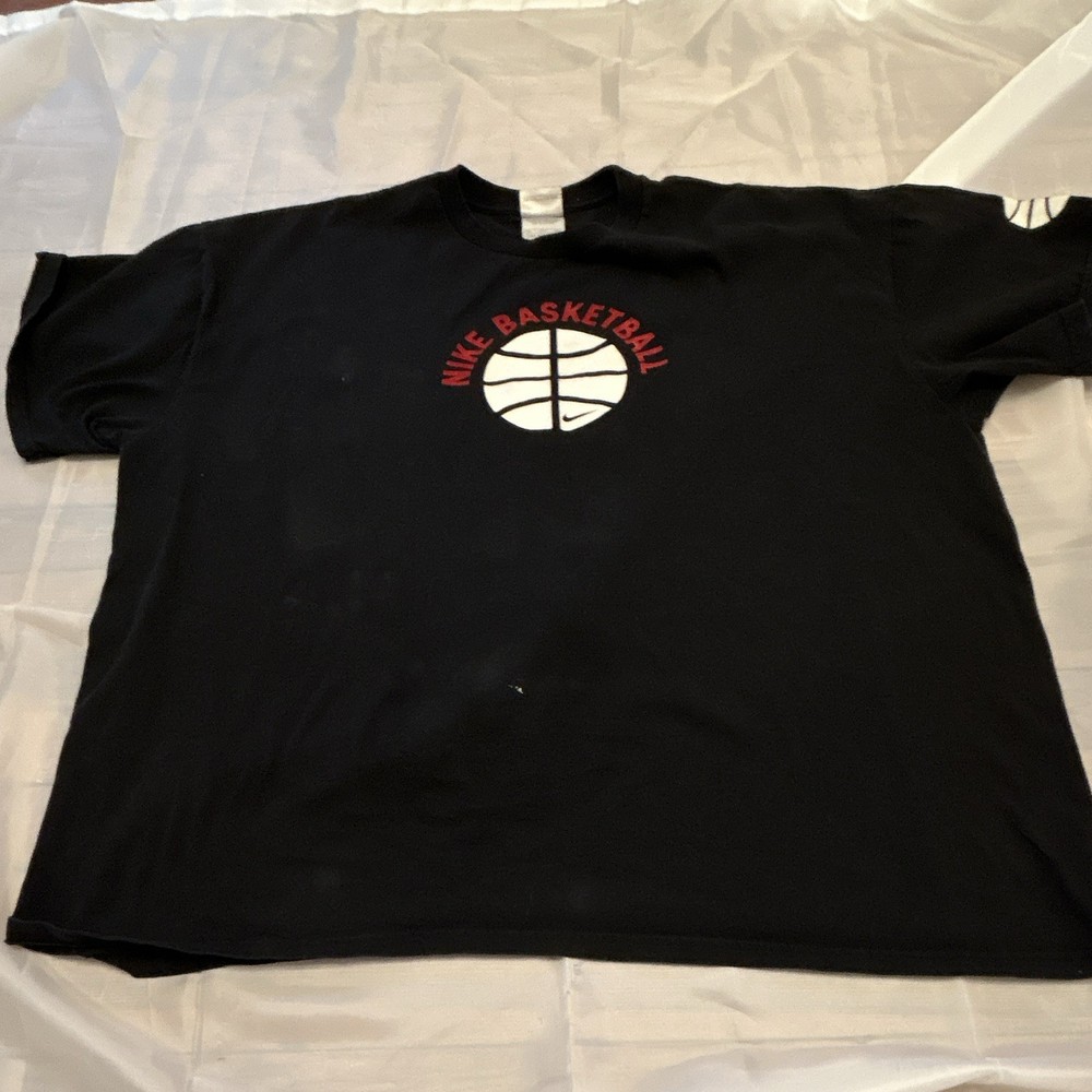 Nike Basketball Black Graphic Logo Cotton Knit Crew Neck T-Shirt 3XL