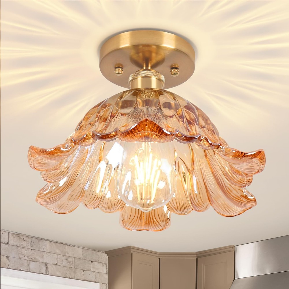 Semi Flush Mount Ceiling Light,Hallway Vintage Lights E26 Fixture Ceiling Gre...