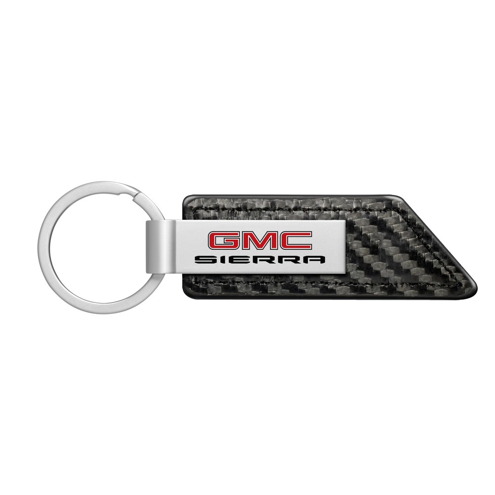 GMC Sierra Carbon Fiber Texture Strap Silver Bar Key Chain