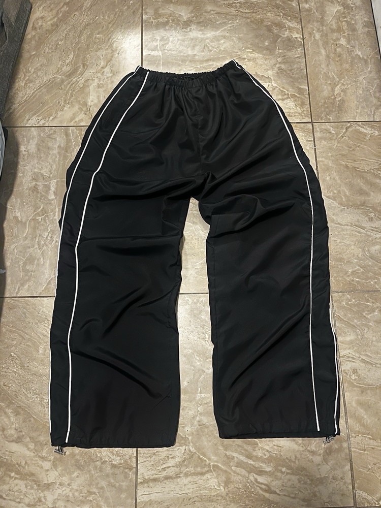 Black White Snow baggy Pants M Inseam Polyester Adjustable Waist Ski Snowboard