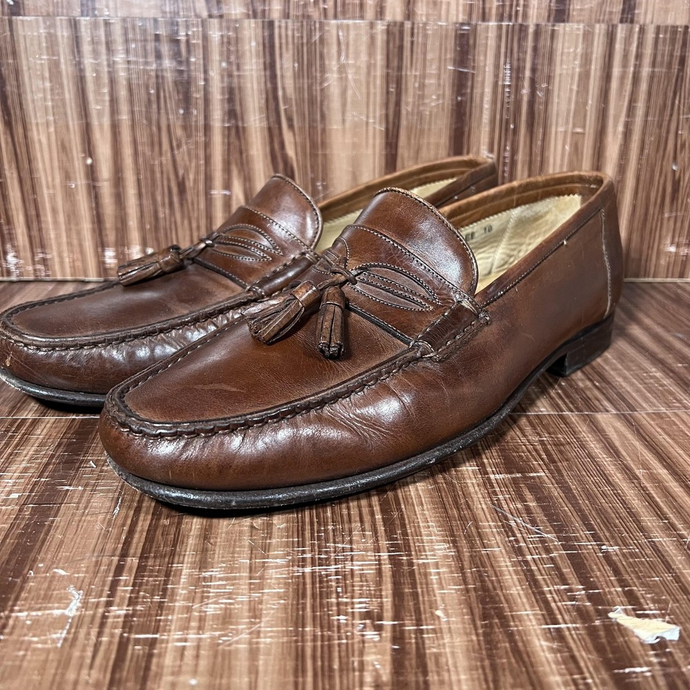 Santoni Dress Shoes Mens Size 10 EE Brown Leather Tassel Loafers Made Italy