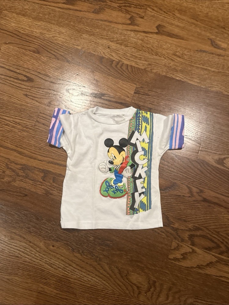 Vintage 90s Mickey Mouse 2T Colorblock Graphic Toddler Tee