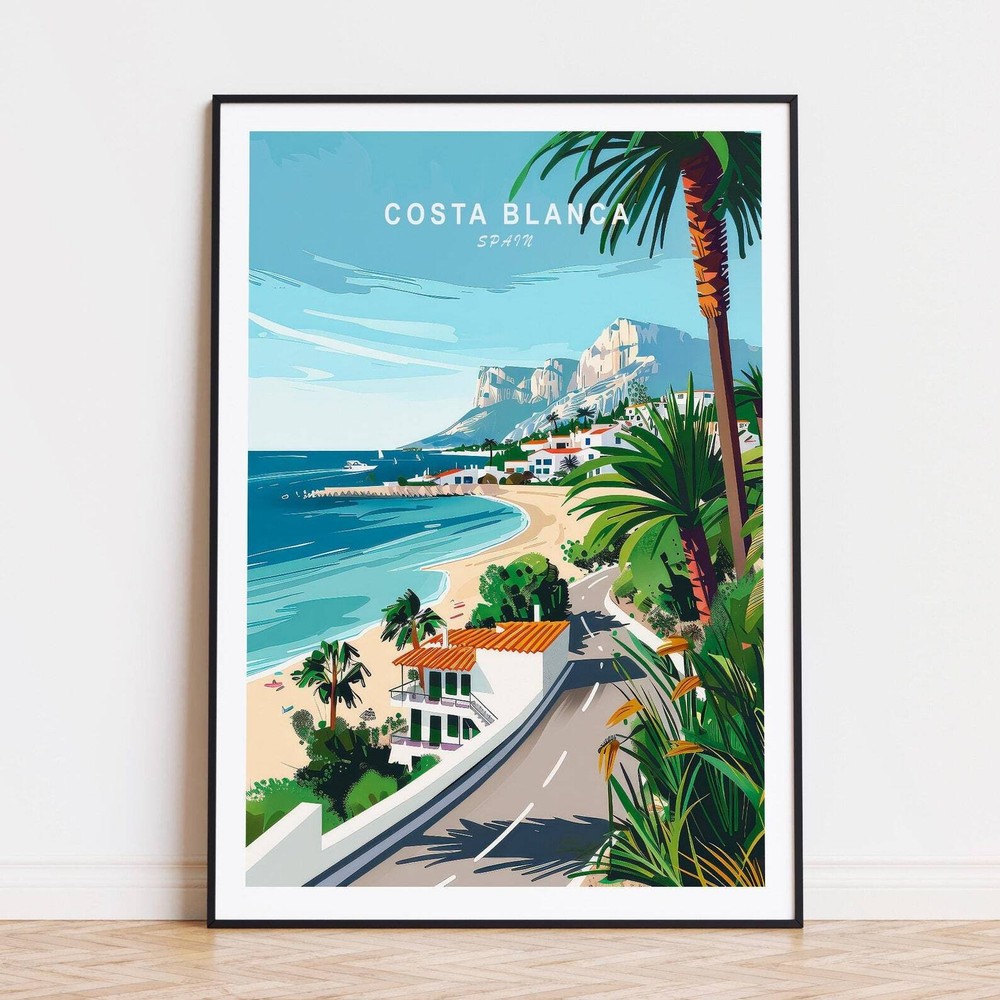 Costa Blanca Travel Poster Spain Wall Art Costa Blanca Print Personalised
