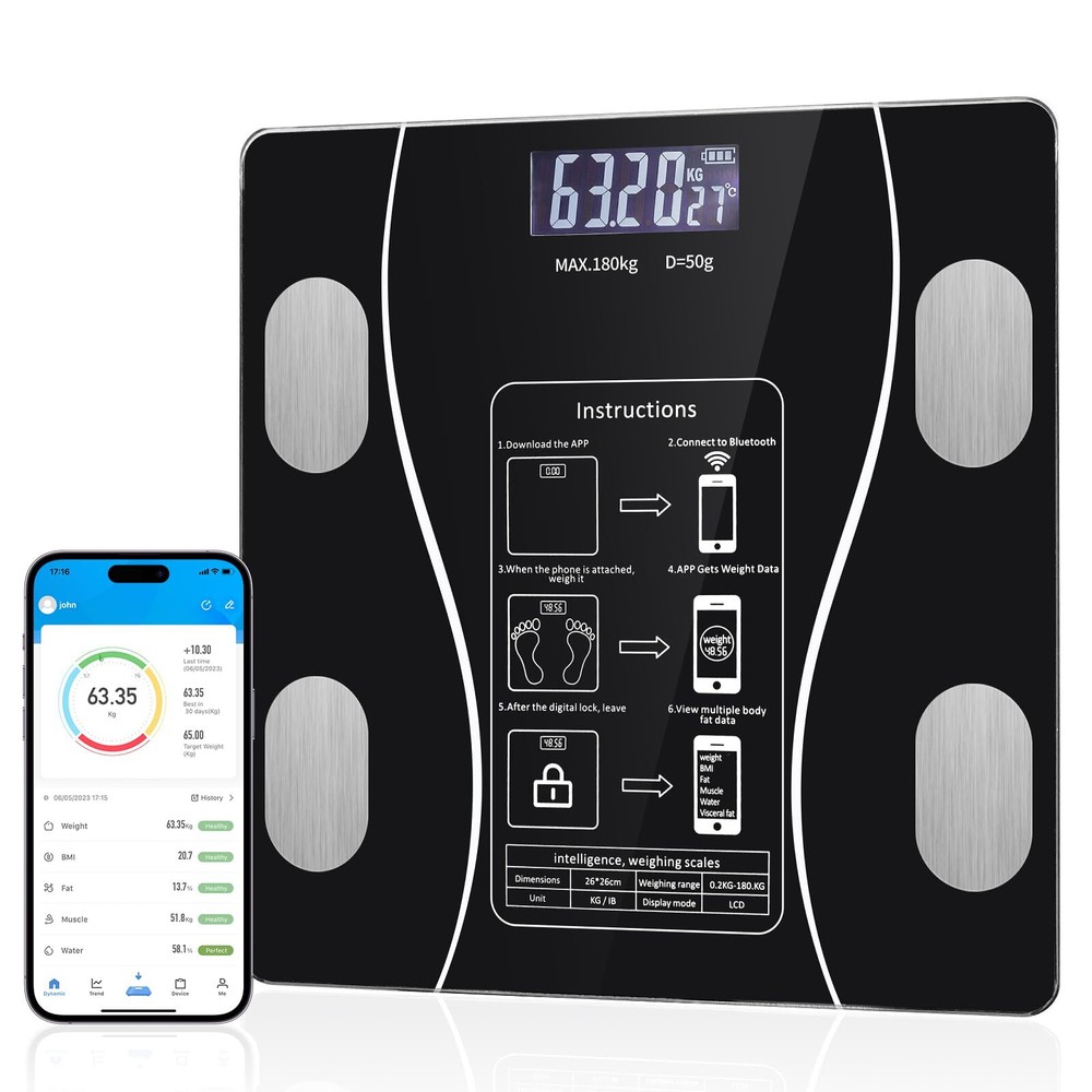 Smart Weight Scale Body Digital Bathroom Scale BMI Bluetooth Body Fat Scale US