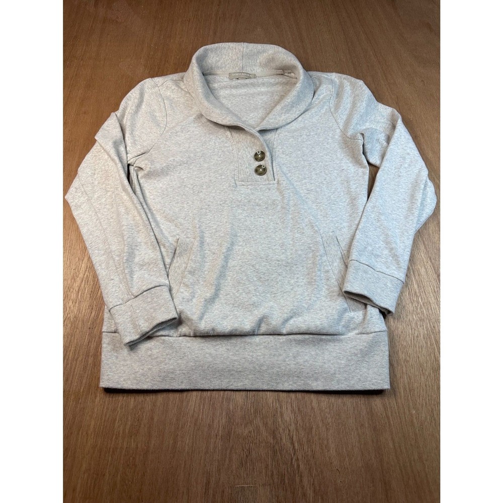 Banana Republic Women’s Shawl Collar Sweatshirt Cream Oatmeal Button Pullover S