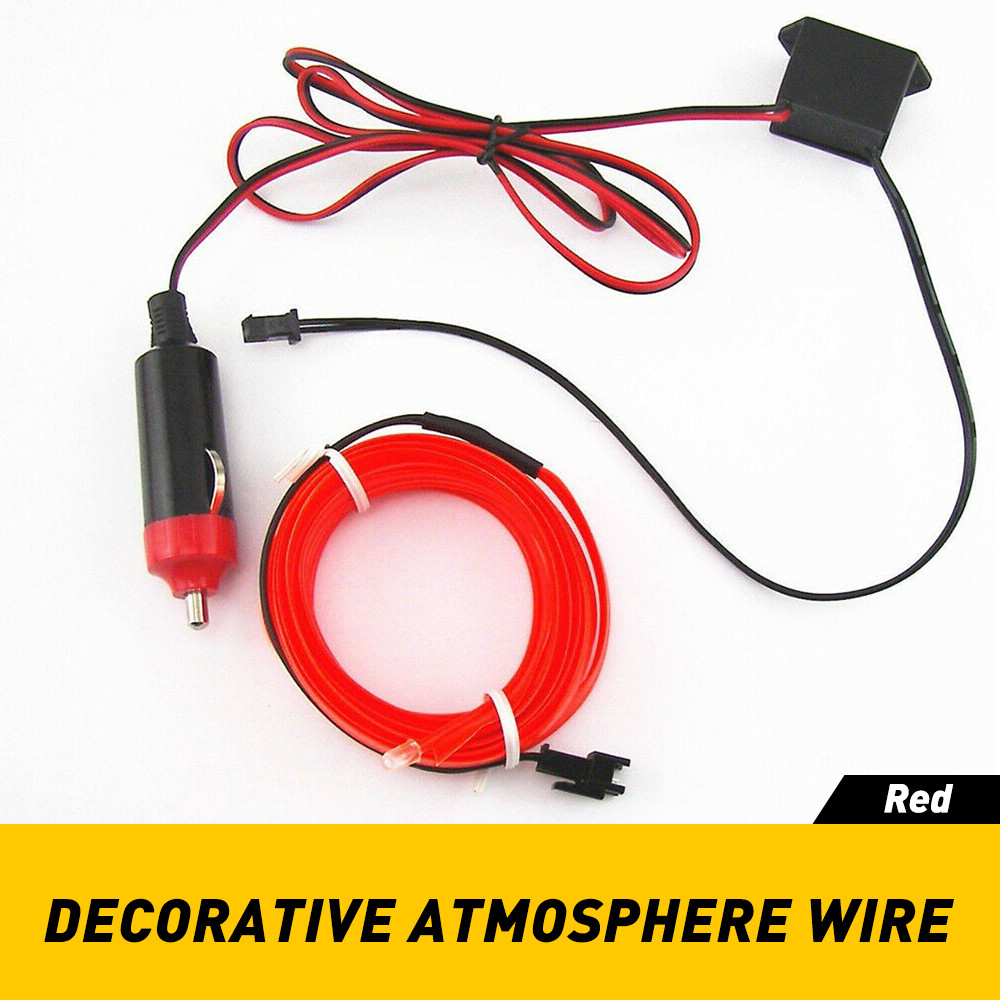 2M LED Car Interior Atmosphere EL Wire Neon String Strip Lights Tube Lamp Kit S