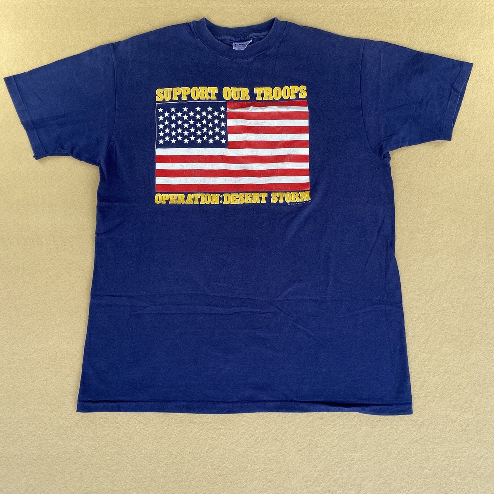 VTG Hanes T Shirt Mens XL Support Our Troops Desert Storm 1991 Single Stitch