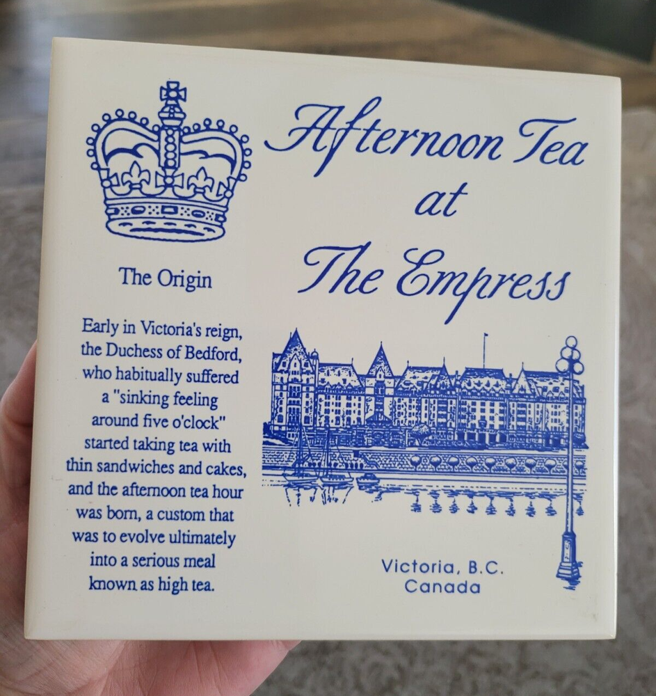 Vintage Ceramic Tile Trivet Hanging Afternoon Tea at the Express Victoria B.C.