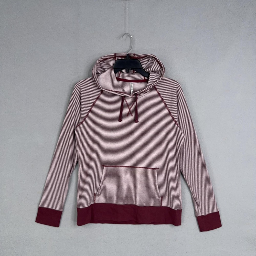 Kuhl Hoodie Womens Small Stria Hoody Red Striped Knit Kangaroo Pocket