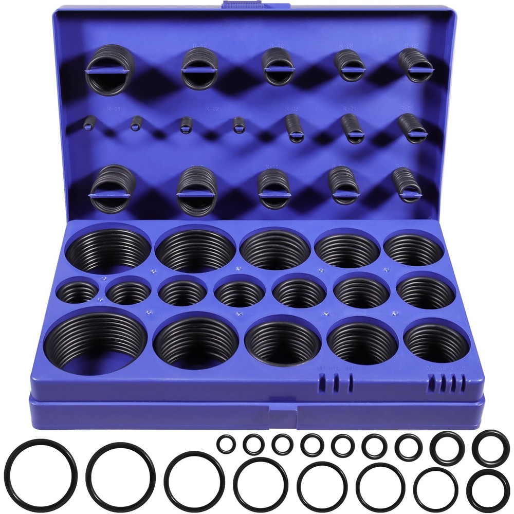 407 Pcs Universal SAE O Ring Assortment Kit，32 Inch Sizes Standard Nitrile