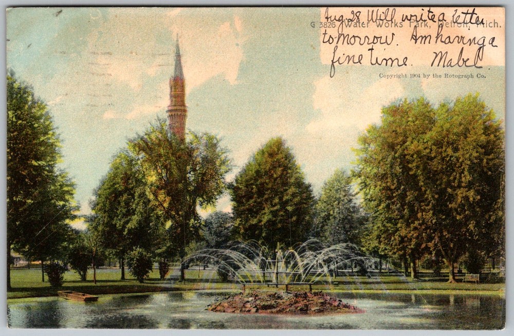 Antique Postcard Park Fountain Tower Cleveland, OH 1900s