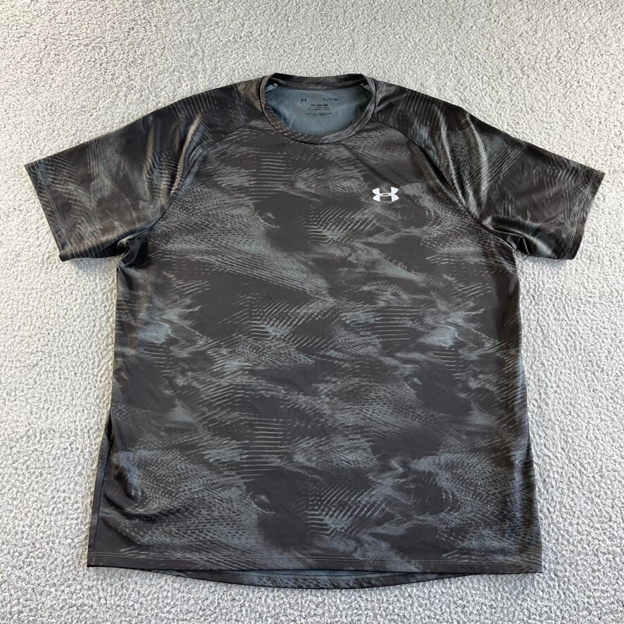 NEW Under Armour Shirt Mens Extra Large Gray The Tech Tee Wicking Graphic Sports