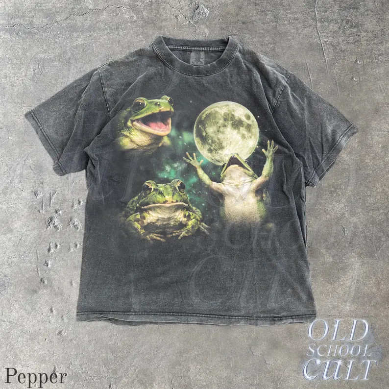 Frog Moon Vintage Retro Graphic Amphibian Nature Comfort Tee