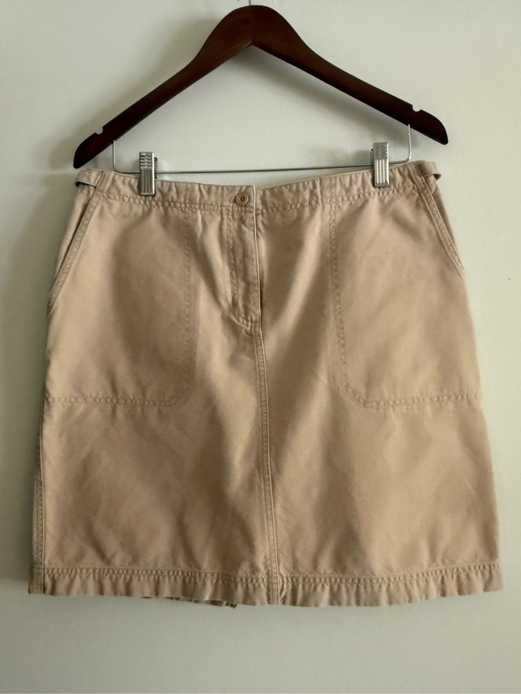 Ralph Lauren Khaki Mini Skirt Cargo Patch Pockets Casual Cotton Utility Neutral