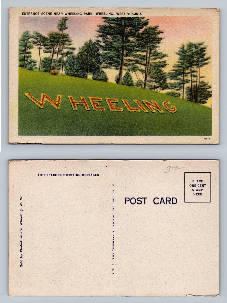 Wheeling, West Virginia, Wheeling Park Floral Hillside View Old Vintage Postcard