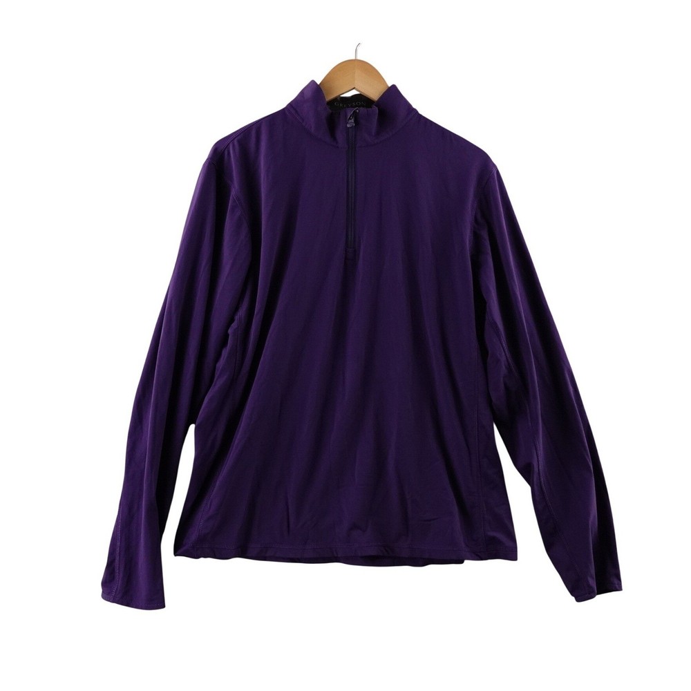 Greyson Mens M Purple Quarter Zip Long Sleeve Wolf Logo Shirt Performance Golf