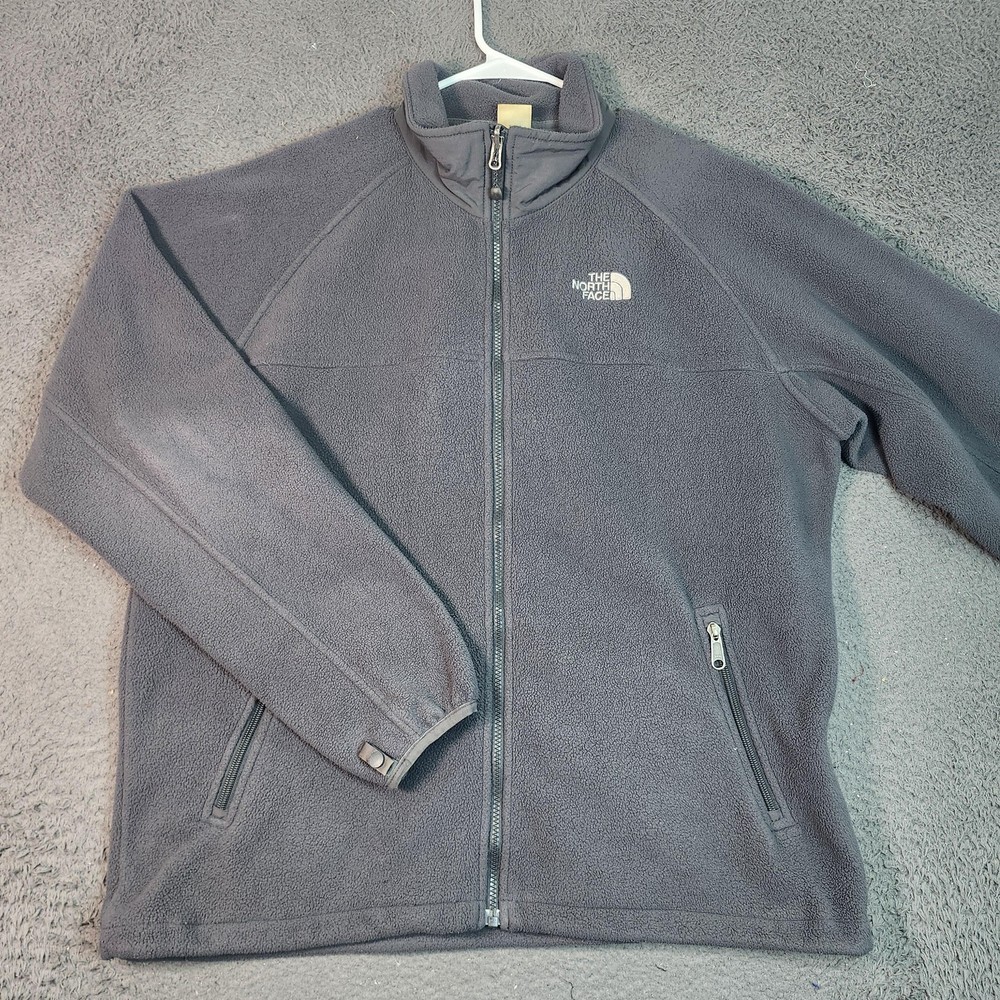 The North Face Fleece Jacket Mens Large Gray Full Zip Pockets Outdoor Hiking