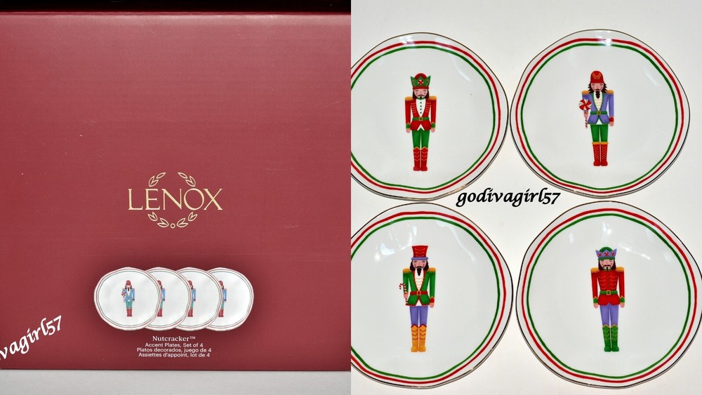 Lenox Nutcracker * 4 ACCENT / SALAD PLATES * Christmas, Porcelain, NEW/BOX-image