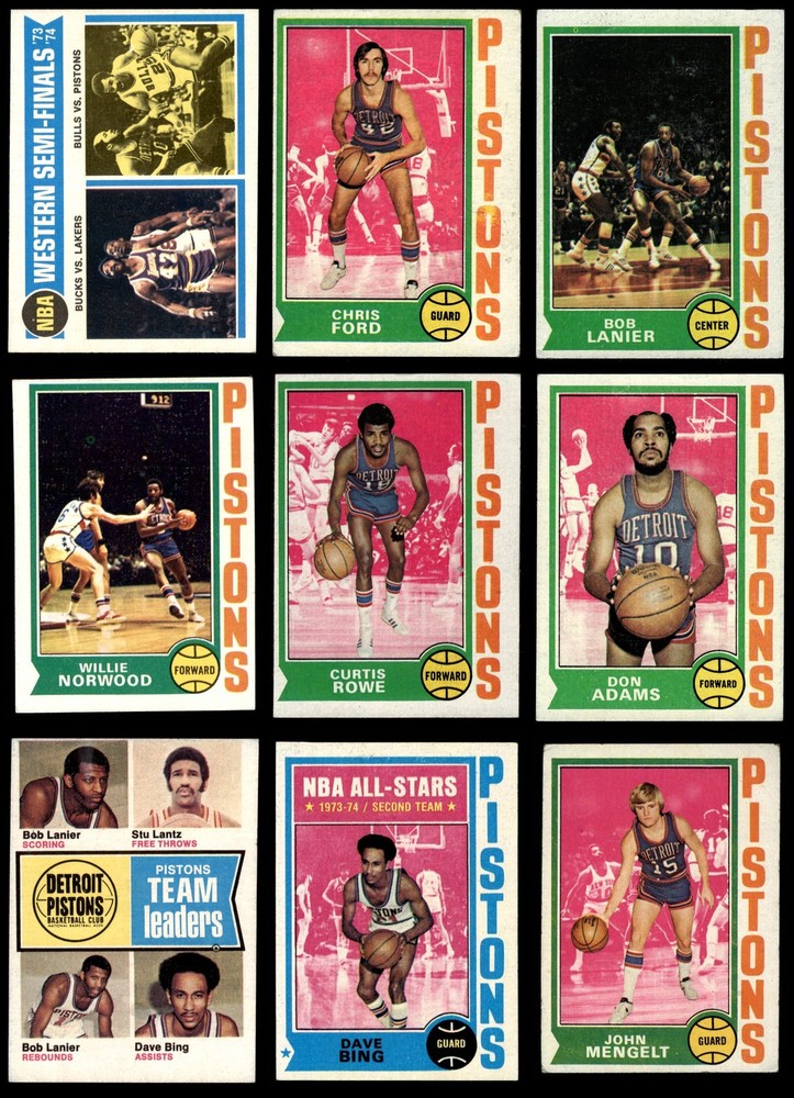 1974-75 Topps Detroit Pistons Team Set 3.5 - VG+ 7128591