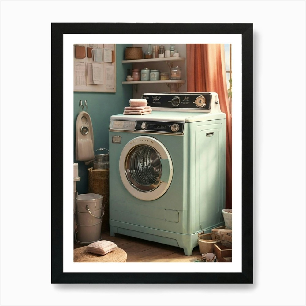 Vintage Washing Machine 2 Art Print Framed Wall Art Poster Canvas Print Picture