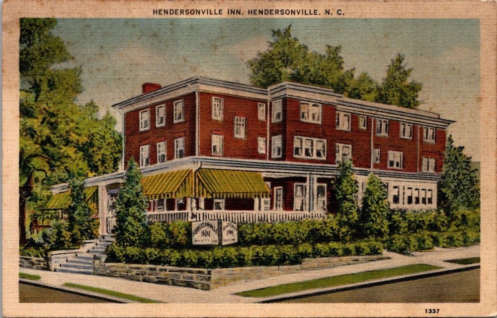 Hendersonville NC Hendersonville Inn 1940s Downtown View Linen Postcard