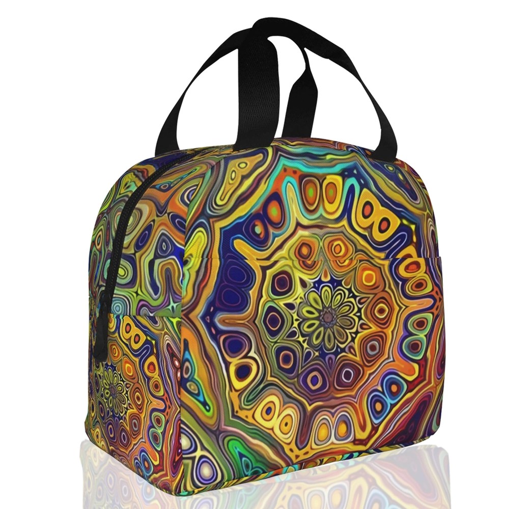 Trippy Mandala Insulated Lunch Bag for Women & Men - Reusable Cooler Lunch Box-image