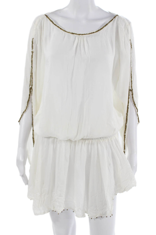 Z&L Europe Womens Kaftan Dress White Long Sleeve Round Neck Size SFree Shipping in US $100+ Orders | $6.95 Orders Below