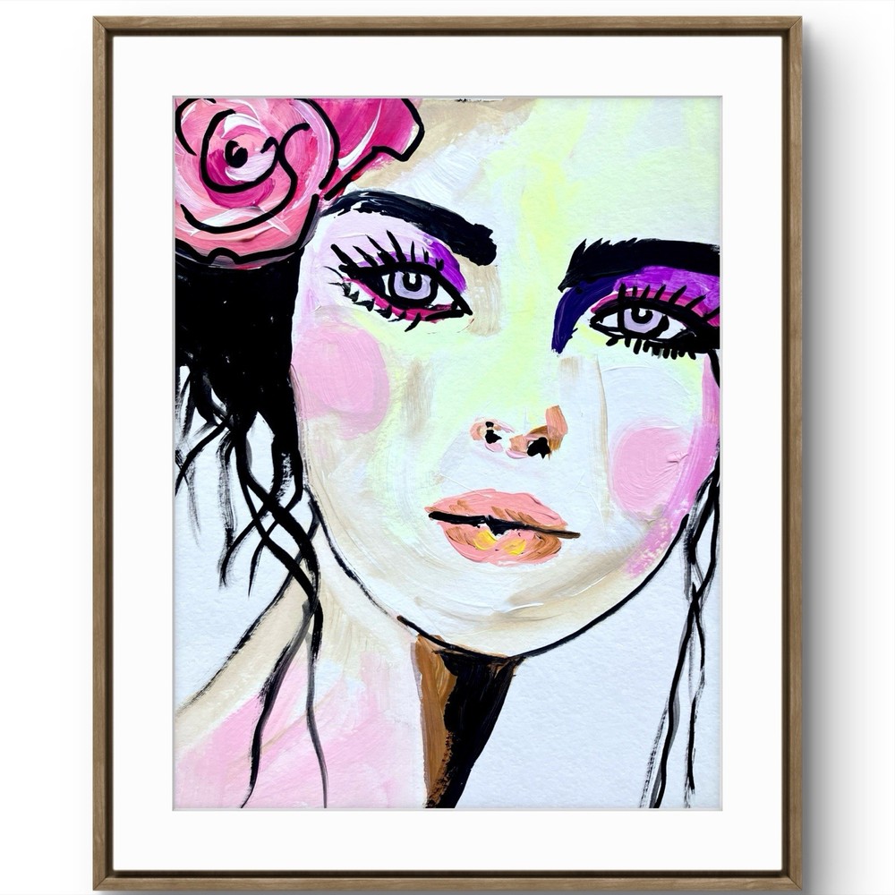 TITA PAINTZ French Woman Contemporary Expressionist Portrait Hand Painted Art