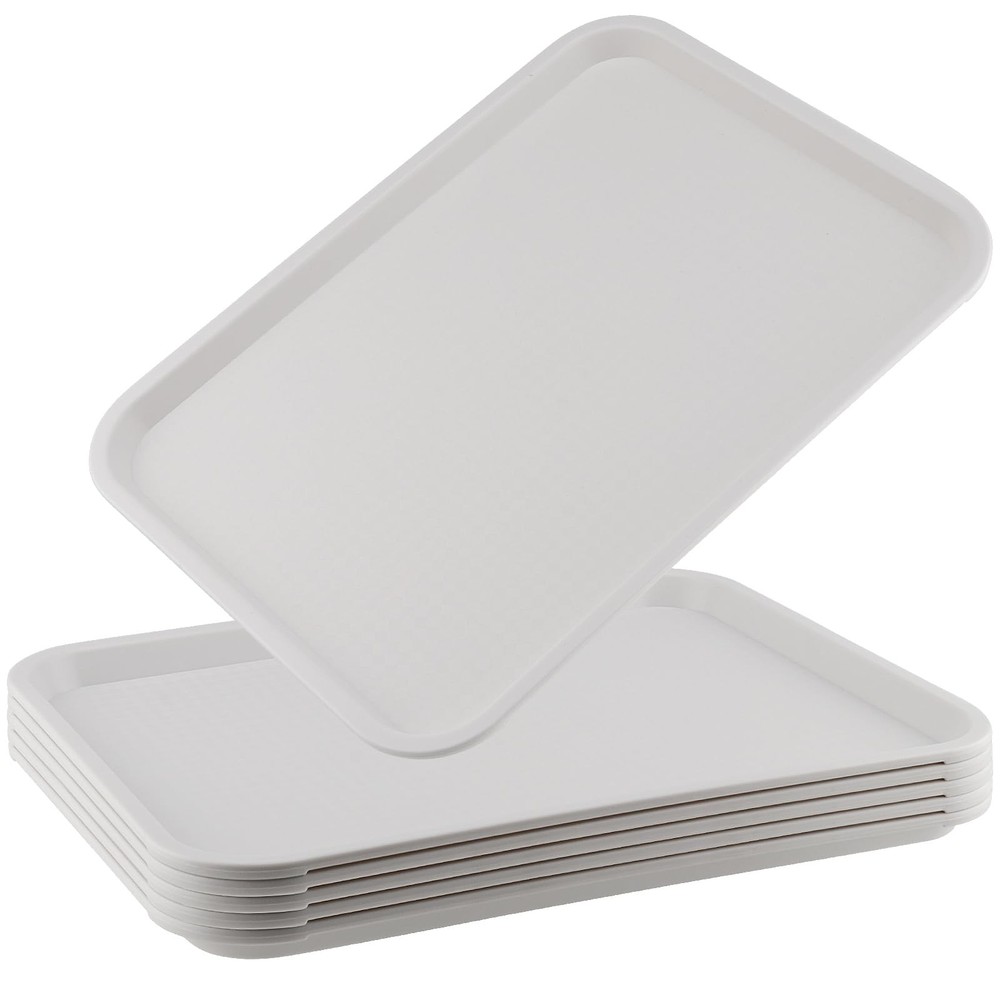 ZOENHOU 6-Pack 16x12 Inch Plastic Fast Food Trays, Durable Rectangular Cafeteria Trays