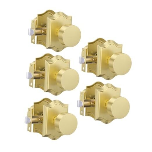 Heavy Duty Zinc-Alloy Passage Door Knobs 5-Pack in Gold Finish