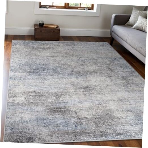 Washable Abstract 5x7 Area Rug: Low Pile and Non-Slip Rubber Backing Modern