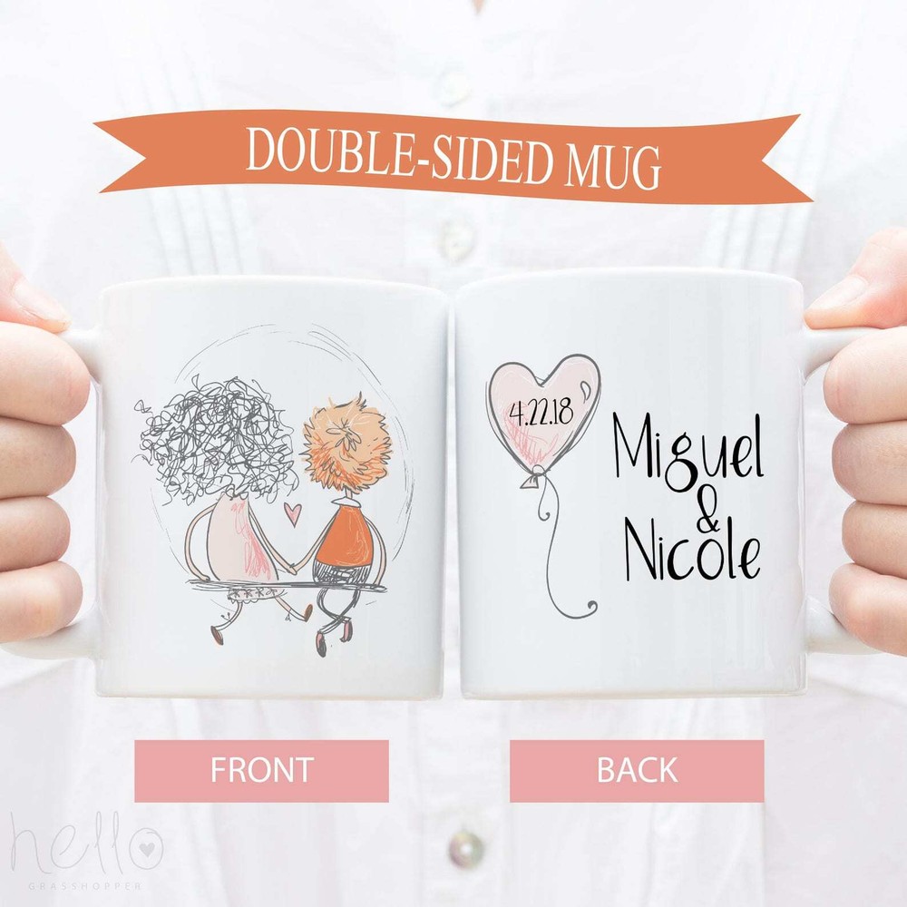 Wedding Gift Wedding Mug Personalized Bride Groom Wedding Date Cute Couple