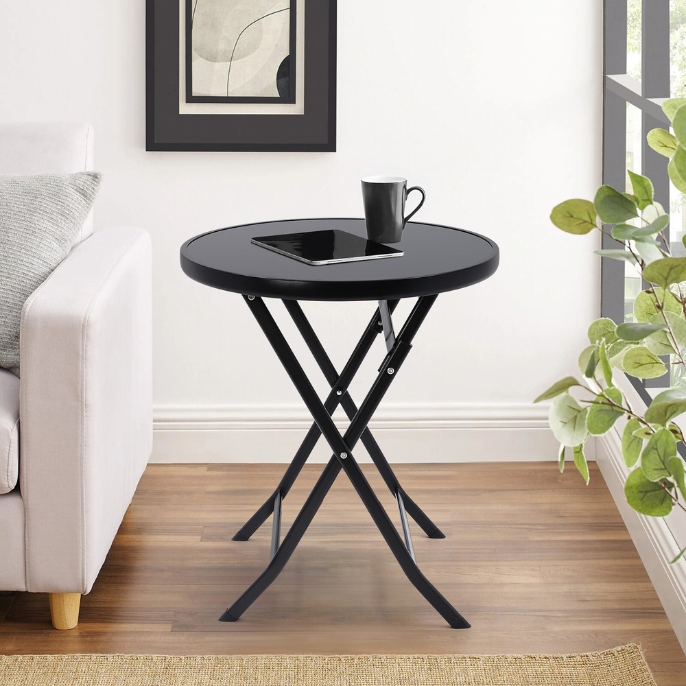 Round Black Round Table - Floor Standing Indoor/Outdoor Kitchen Storage Desk