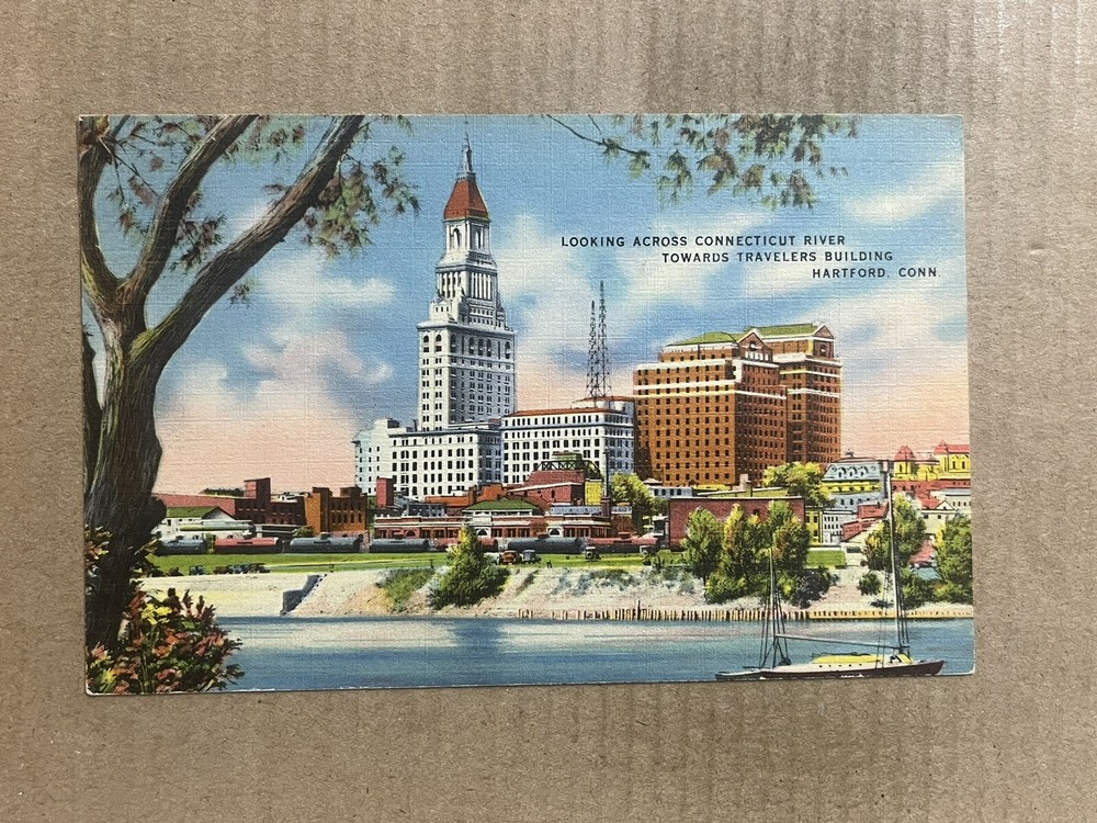 Postcard Hartford CT Connecticut River Travelers Building Vintage PC