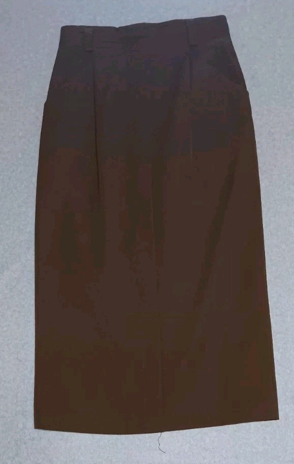 Linda Allard Ellen Tracy 100% Wool Pencil Maxi Skirt Womens Size 10 Brown...